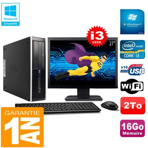 PC de escritorio HP Compaq Pro 6300 SFF - Procesador Intel Core i3-3220, 16 GB RAM, 2 TB HDD, Grabadora de DVD, WiFi, Windows 7 Profesional