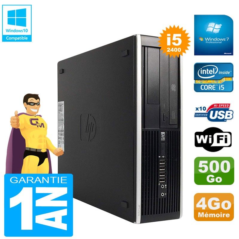 HP Compaq Pro 6300 SFF Desktop PC - Intel Core i5-2400, 4GB RAM, 500GB HDD, DVD Drive, WiFi, Windows 7 Pro