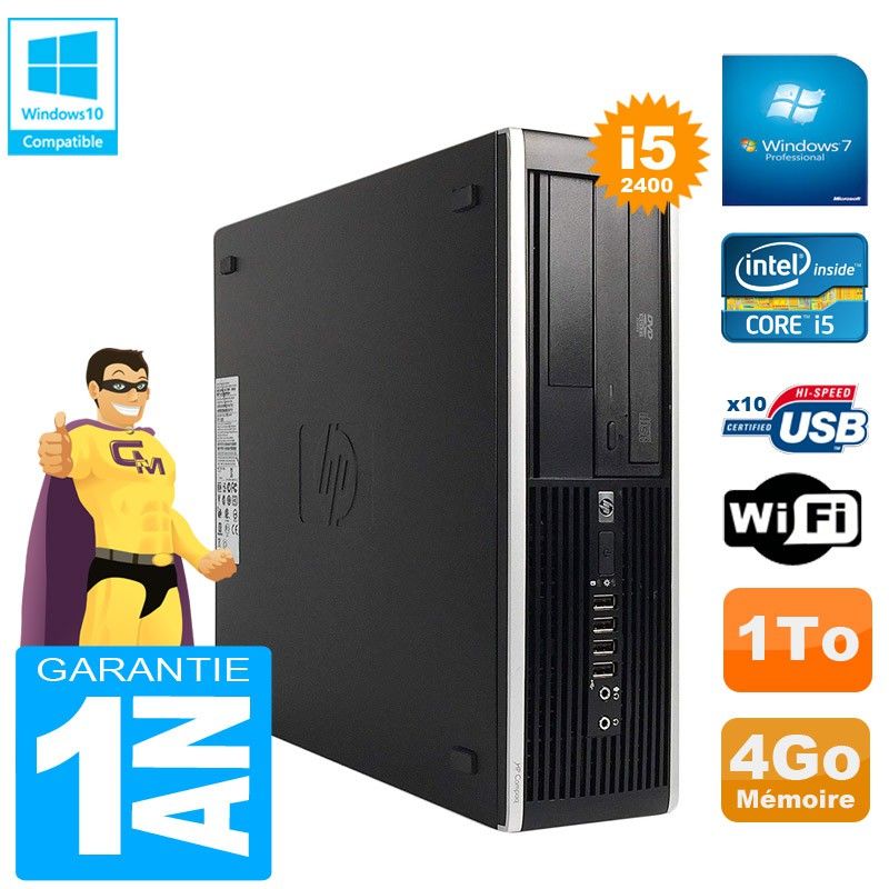 HP Compaq Pro 6300 SFF Desktop PC - Intel Core i5-2400, 4GB RAM, 1TB HDD, DVD Burner, WiFi, Windows 7 Pro