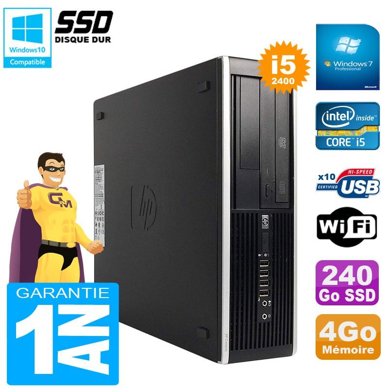 HP Compaq Pro 6300 SFF Desktop PC - Core i5, 4GB RAM, 240GB SSD, DVD Drive, WiFi, Windows 7 Pro