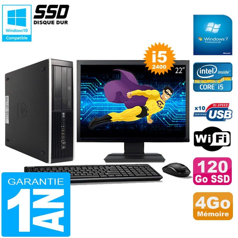 HP Compaq Pro 6300 SFF Desktop PC - Intel Core i5-2400, 4GB RAM, 120GB SSD, DVD Burner, WiFi, Windows 7 Pro