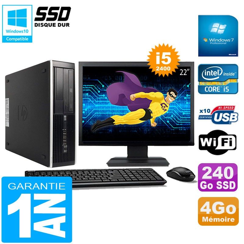 HP Compaq Pro 6300 SFF Desktop PC - Intel Core i5-2400, 4GB RAM, 240GB SSD, DVD Burner, WiFi, Windows 7 Pro