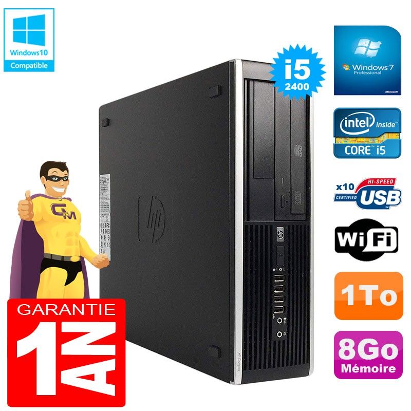 HP Compaq Pro 6300 SFF Desktop PC - Intel Core i5-2400, 8GB RAM, 1TB HDD, DVD Burner, WiFi, Windows 7 Pro