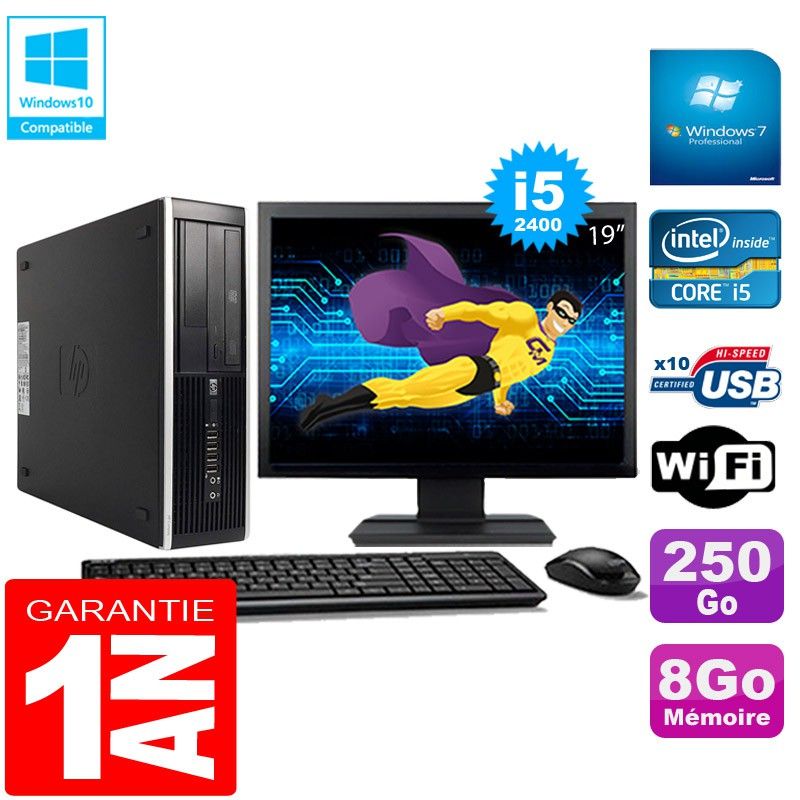 HP Compaq Pro 6300 SFF Desktop PC - Intel Core i5-2400, 8GB RAM, 250GB HDD, DVD Burner, WiFi, Windows 7 Pro