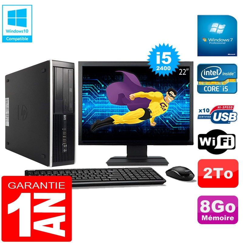 HP Compaq Pro 6300 SFF Desktop PC - Intel Core i5-2400, 8GB RAM, 2TB HDD, DVD Burner, WiFi, Windows 7 Pro