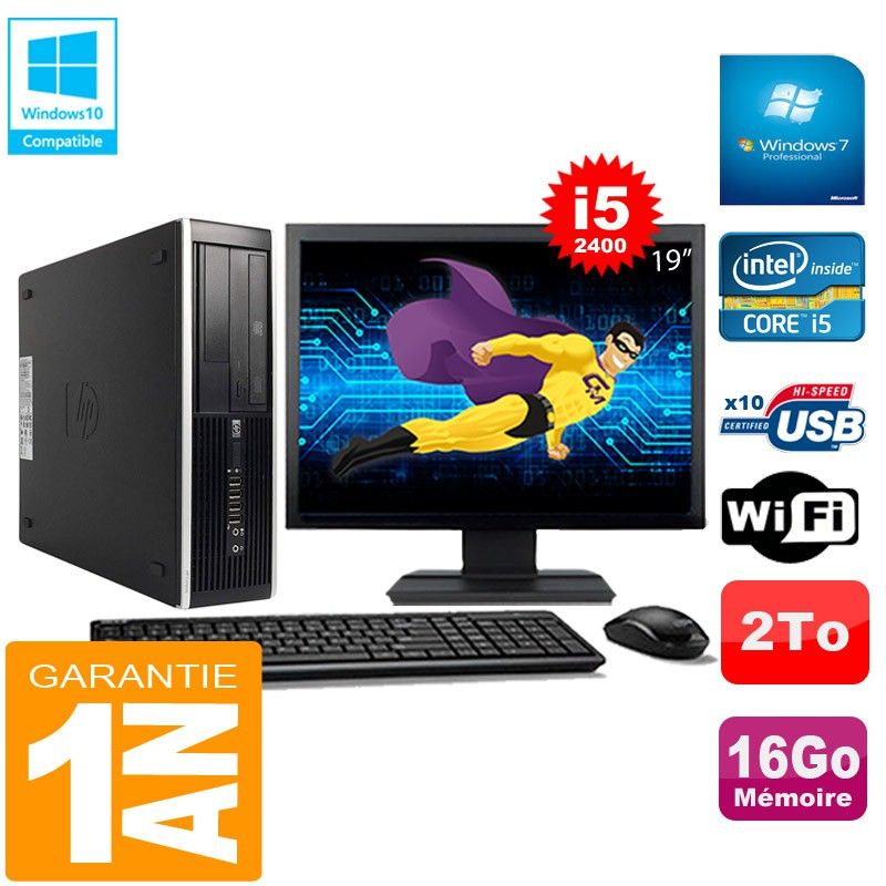 HP Compaq Pro 6300 SFF Desktop PC - Intel Core i5-2400, 16GB RAM, 2TB HDD, DVD Drive, WiFi, Windows 7 Pro