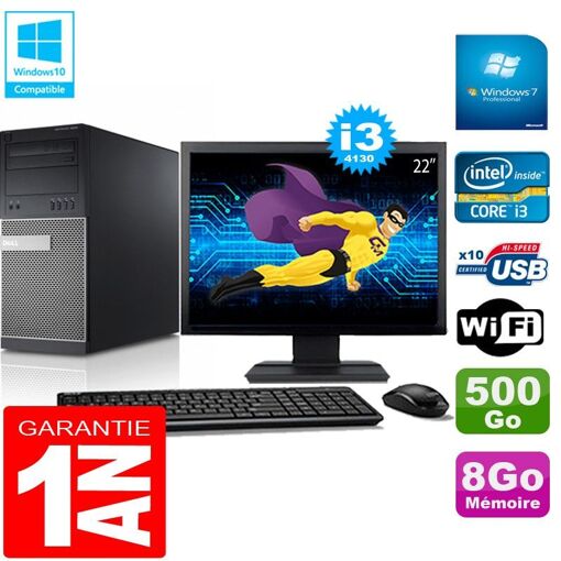Dell Optiplex 9020 Tower - Intel Core i3-4130, 8GB RAM, 500GB HDD, WiFi, Windows 7 Pro