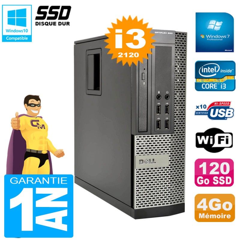 Dell Optiplex 990 SFF Core i3-2120 4GB RAM 120GB SSD DVD Writer WiFi Windows 7 Pro