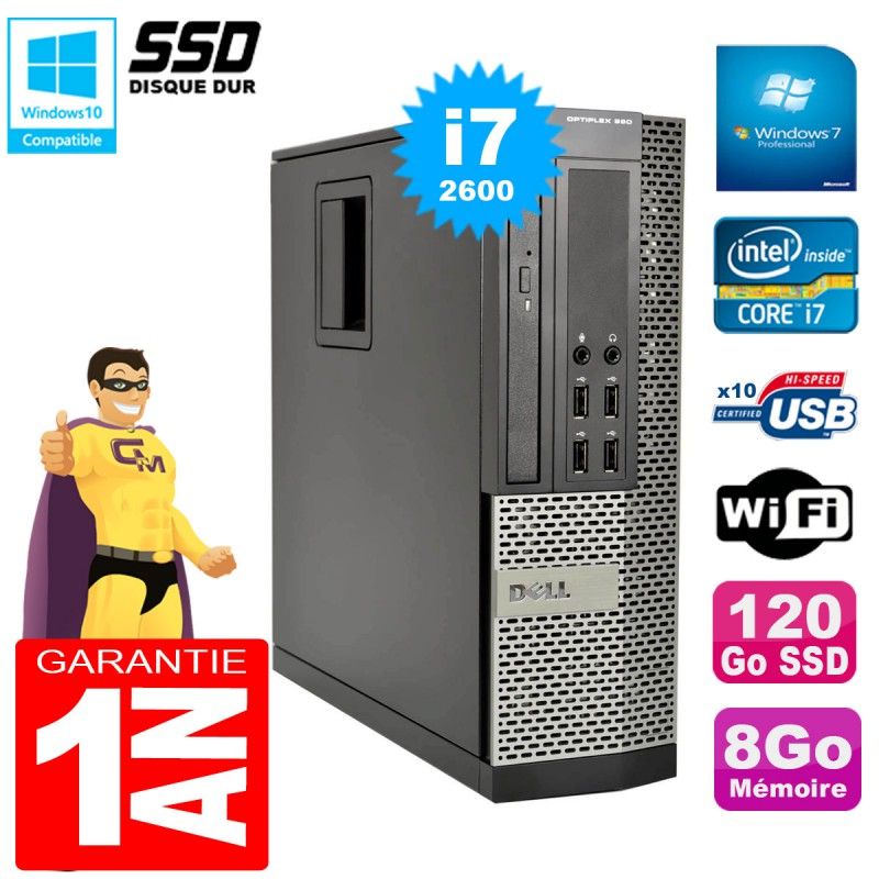 Dell Optiplex 990 SFF Core i7-2600 8GB RAM 120GB SSD Optical Drive WiFi Windows 7