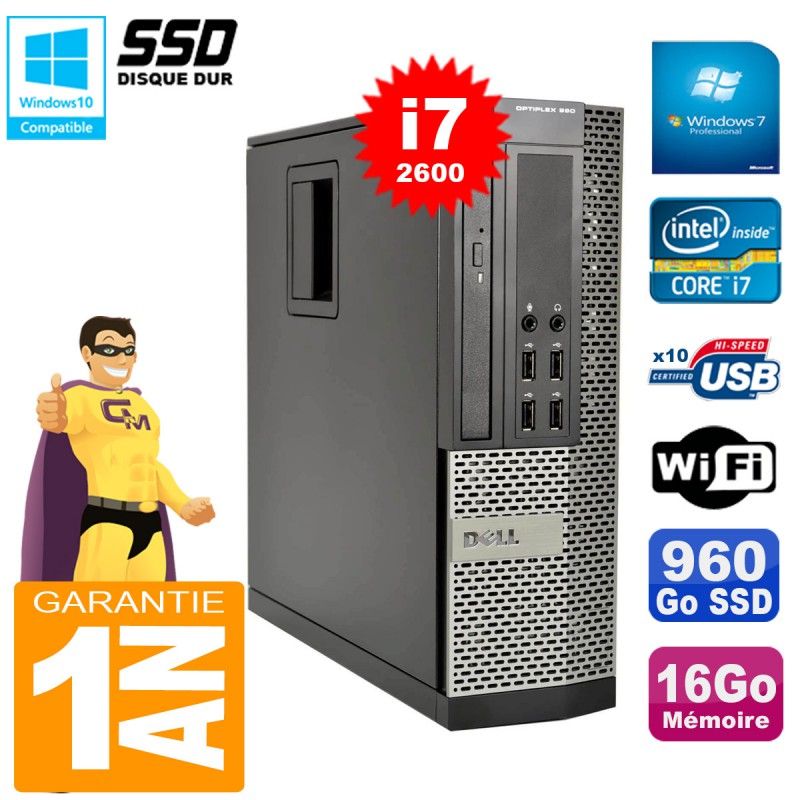 Dell Optiplex 990 SFF Core i7 Laptop - 16GB RAM, 960GB SSD, Windows 7 Pro