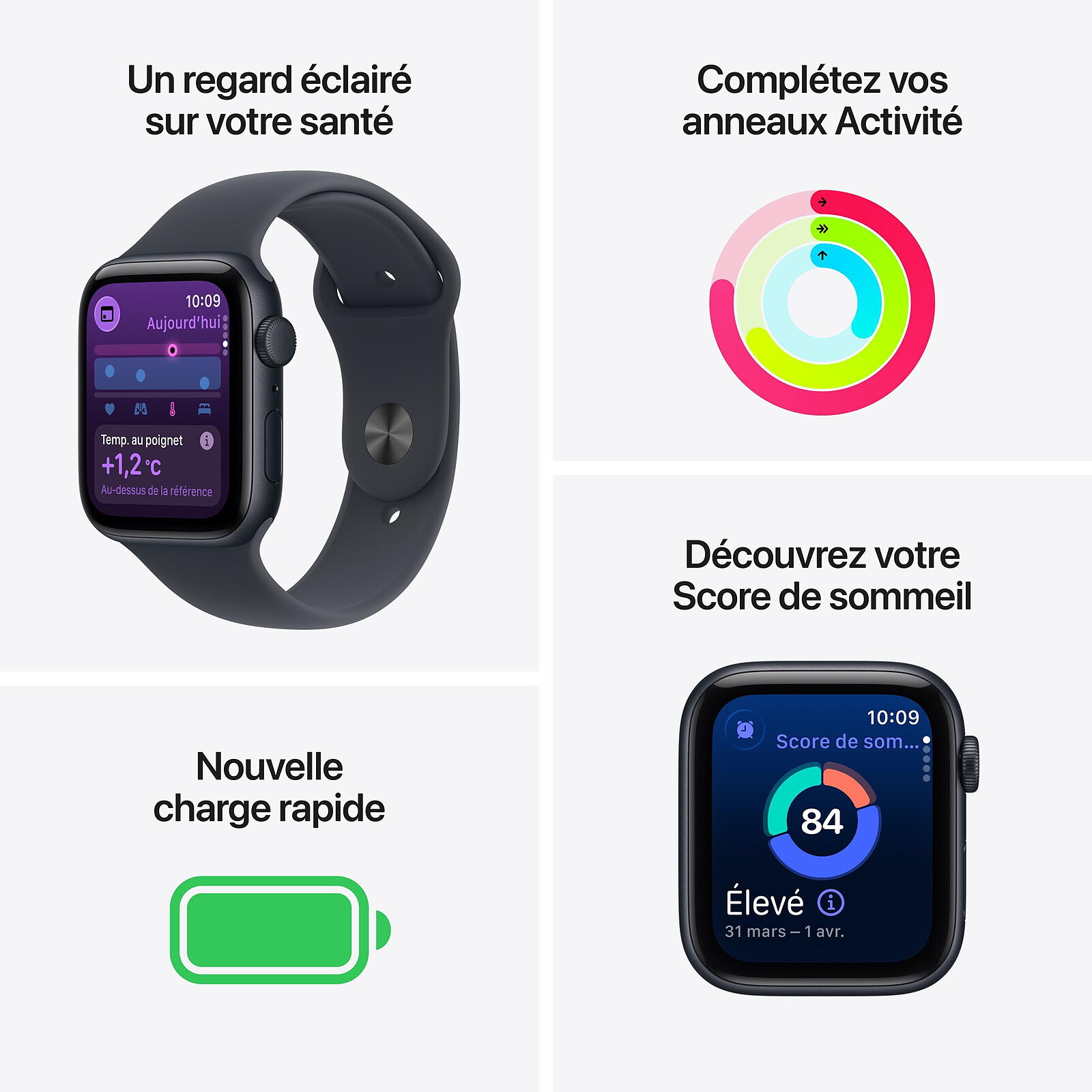 Apple Watch SE 3 GPS 44 mm Aluminum Midnight Sport Band S/M