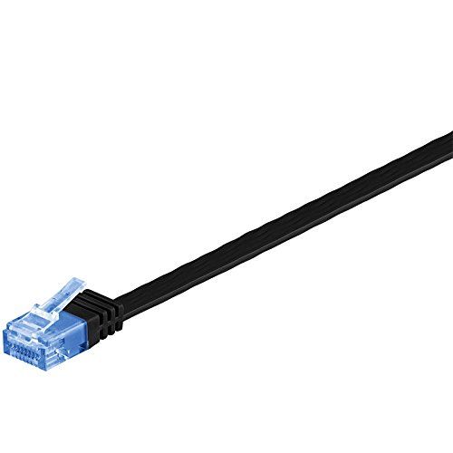 Goobay CAT 6A U/UTP Network Cable, 15m, Black, Highly Flexible with Crimping Hook and Gold Contacts