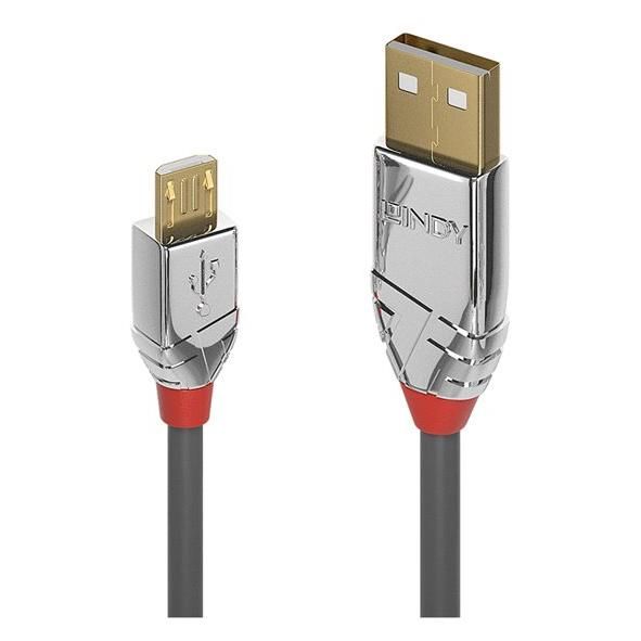 Lindy USB Cable - 1m, Round, Grey (USB-A to Micro-USB B)