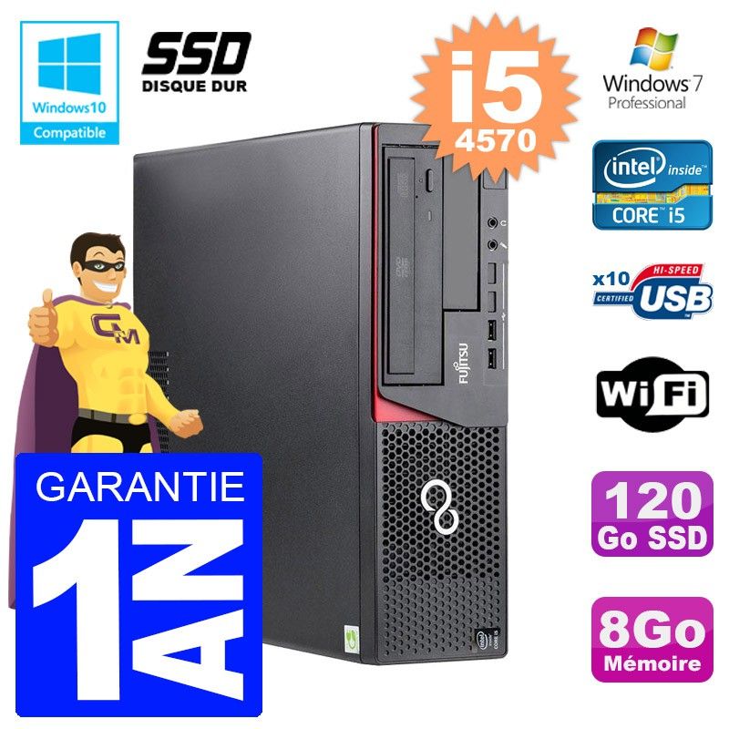 Fujitsu Esprimo E720 E85+ DT i5-4570 8GB RAM 120GB SSD WiFi Windows 7 Desktop PC