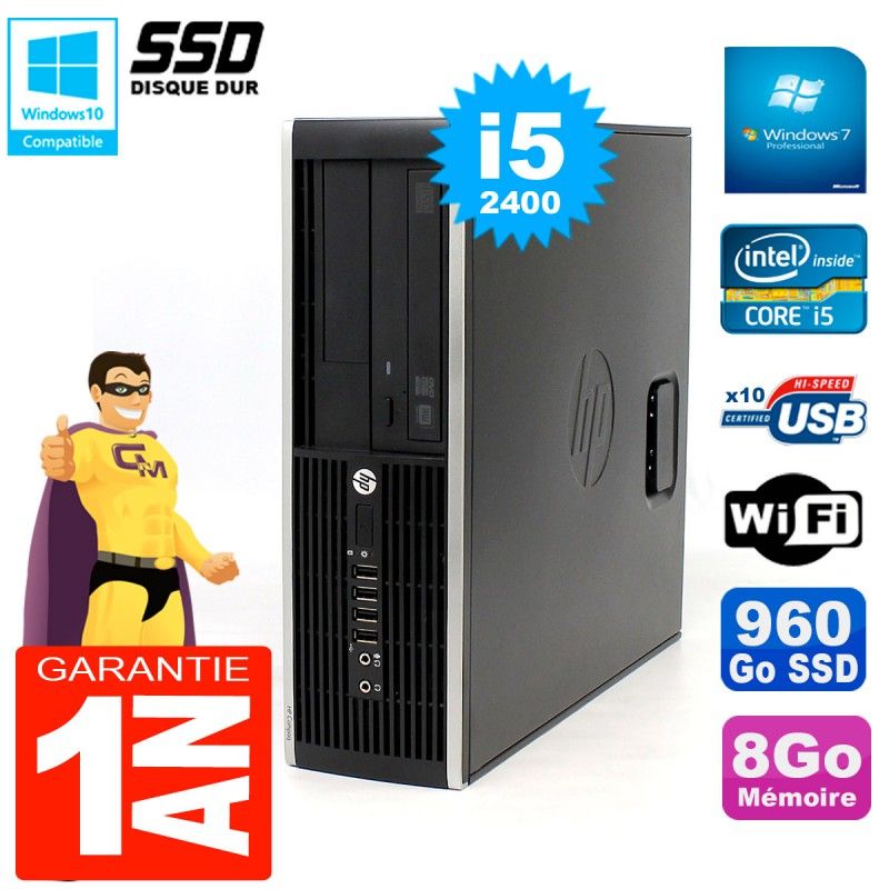 HP Compaq Elite 8300 SFF Desktop PC - Core i5, 8GB RAM, 960GB SSD, DVD Drive, WiFi, Windows 7 Pro