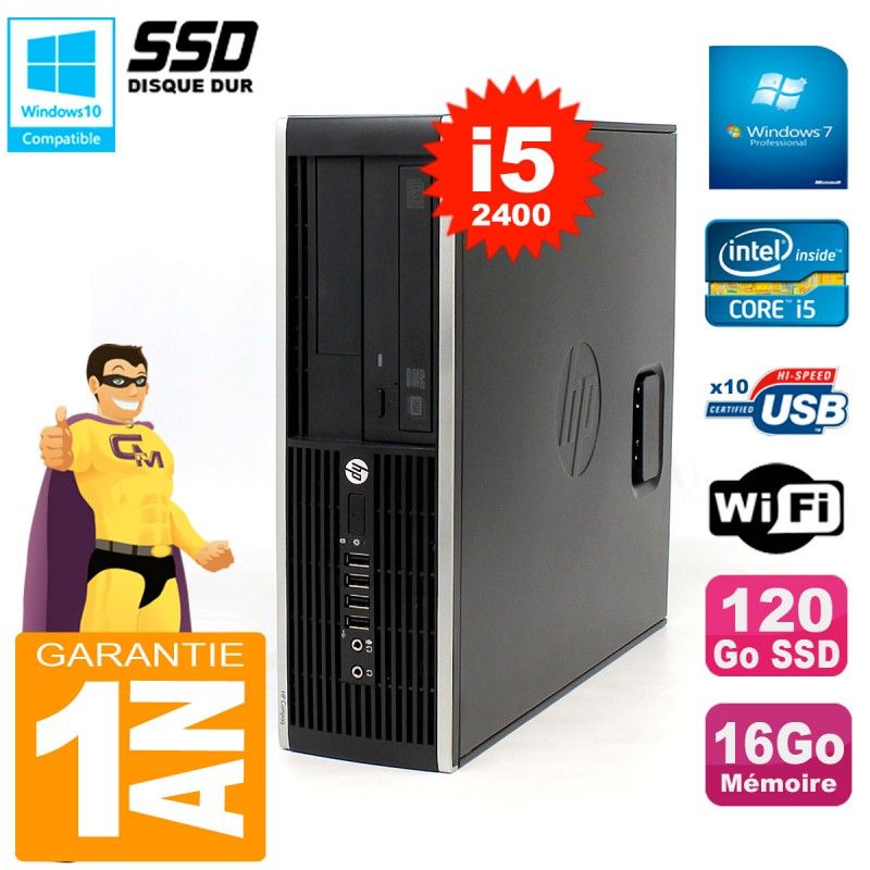 HP Compaq Elite 8300 SFF Desktop PC - Core i5-2400, 16GB RAM, 120GB SSD, DVD Drive, Wifi, Windows 7 Pro