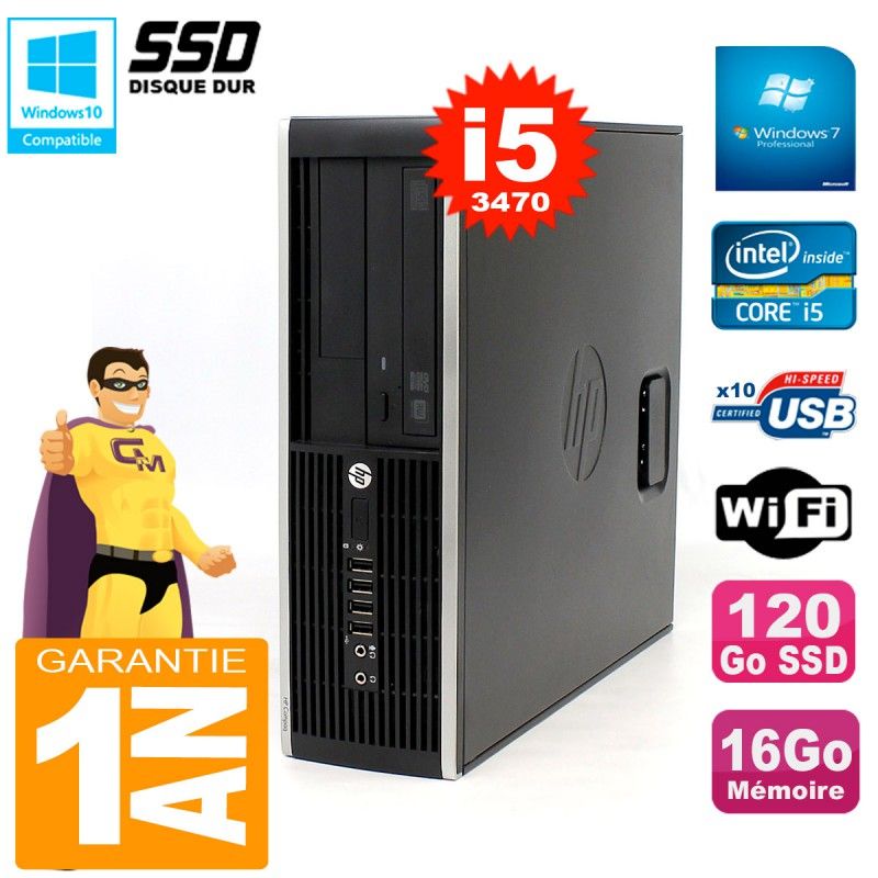 HP Compaq Elite 8300 SFF Core i5-3470 16GB RAM 120GB SSD DVD Burner WiFi Windows 7 PC