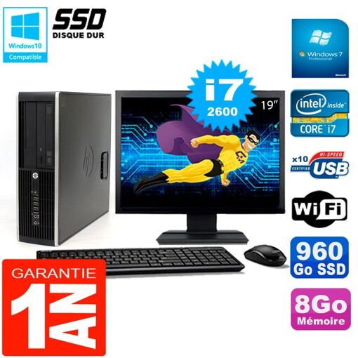 Computadora de escritorio HP Compaq Elite 8300 SFF - Pantalla de 19', Procesador Intel Core i7-2600, 8GB de RAM, 960GB SSD, WiFi