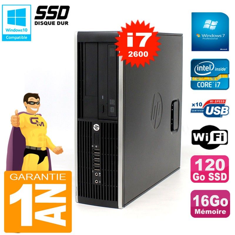 HP Compaq Elite 8300 SFF Desktop PC - Core i7-2600, 16GB RAM, 120GB SSD, DVD Burner, WiFi