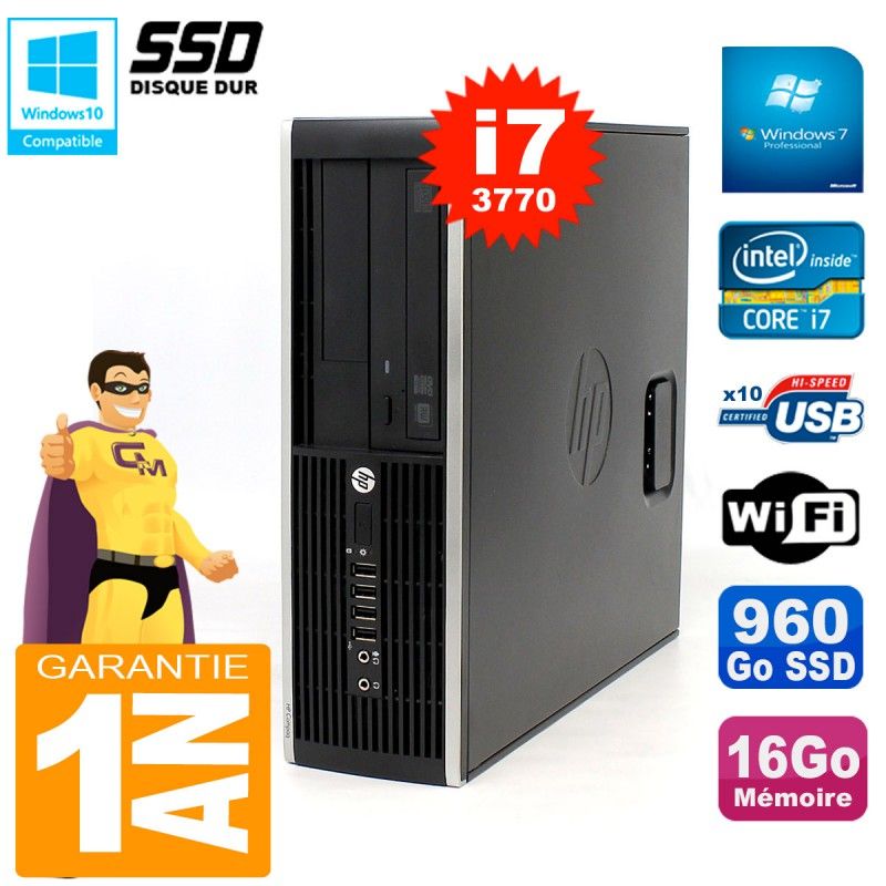 HP Compaq Elite 8300 SFF Core i7-3770 16GB RAM 960GB SSD DVD Burner WiFi Windows 7 Pro