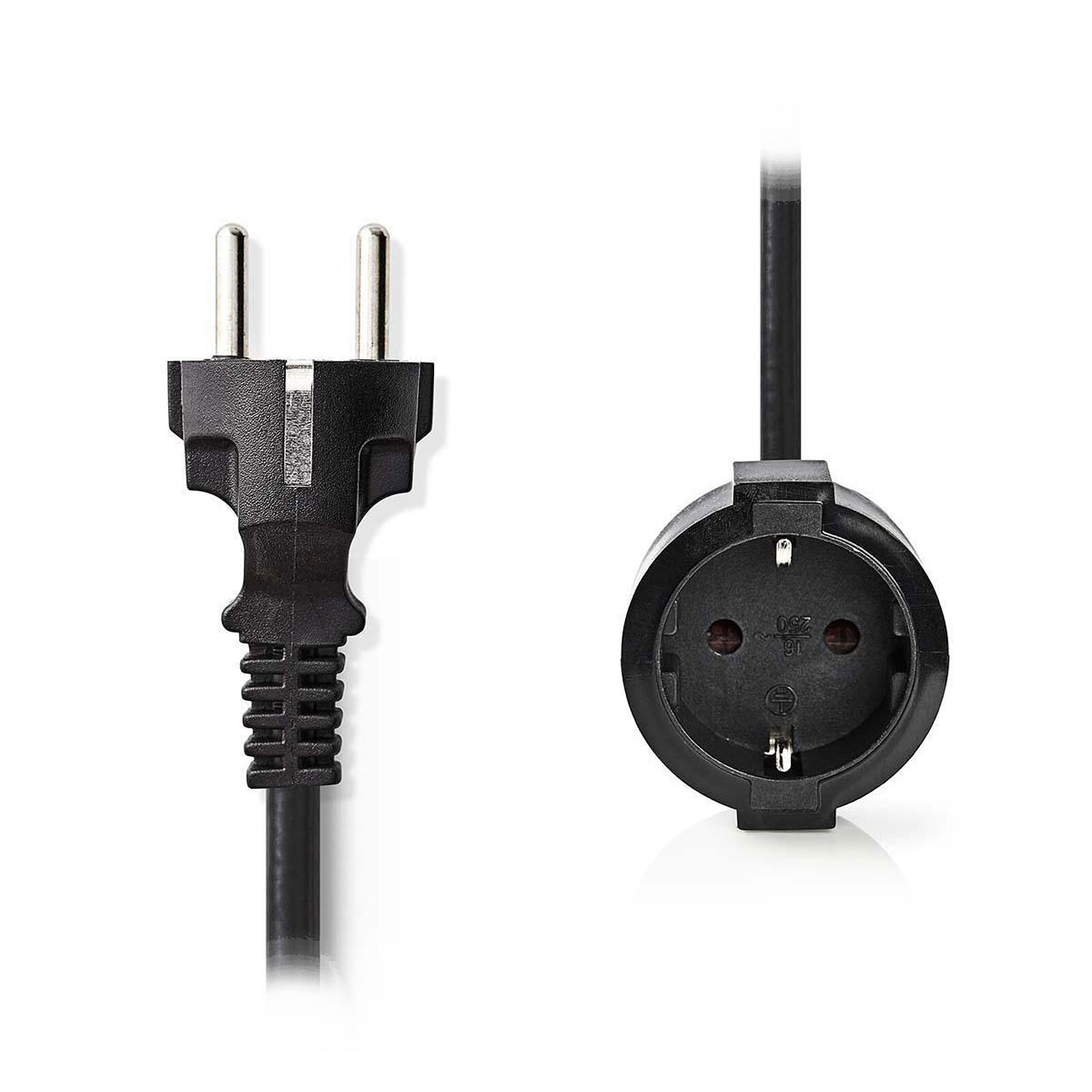 Nedis Extension cable straight black - 5 mtrs