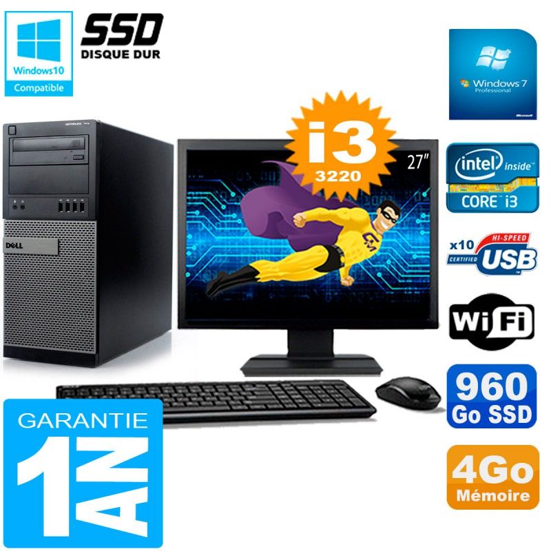 Dell Optiplex 7010 All-in-One PC - 27" Display, Intel Core i3-3220, 4GB RAM, 960GB SSD