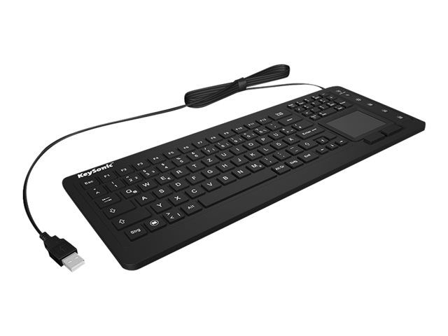 KeySonic KSK-6231INEL - Keyboard with Touchpad - Backlit - USB - Switzerland - Black