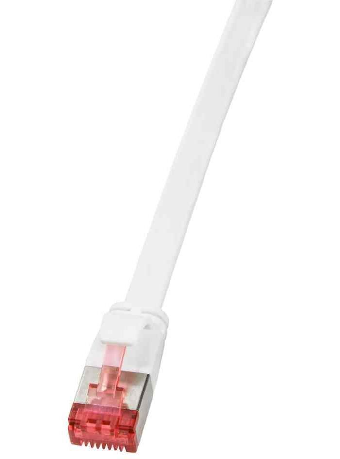 LogiLink SlimLine - RJ-45 to RJ-45 Cable - U/FTP, PiMF - CAT 6 - Molded, Hookless, Flat - White