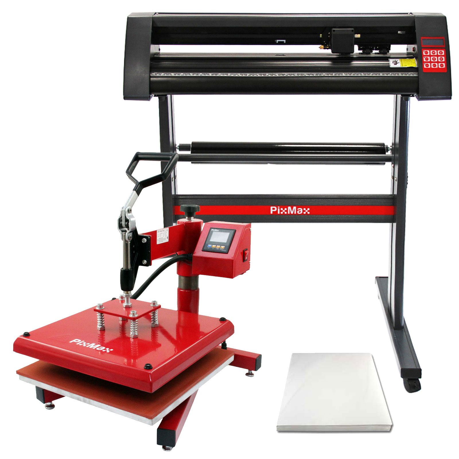 Máquina de prensas térmicas PixMax con apertura lateral, 38 cm x 38 cm y cortador de vinilo
