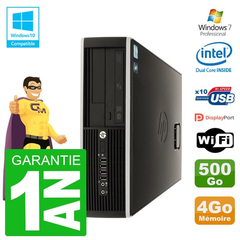 HP Elite 8100 SFF Computer - Intel Pentium Dual-Core, 4GB RAM, 500GB HDD, DVD Drive, WiFi, Windows 7 Pro