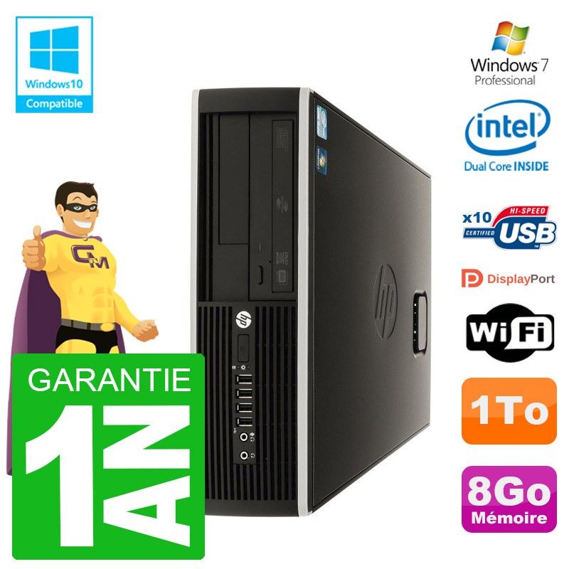 HP Compaq 8100 SFF PC - Intel Core i3, 8GB RAM, 1TB HDD, DVD Burner, WiFi, Windows 7 Pro