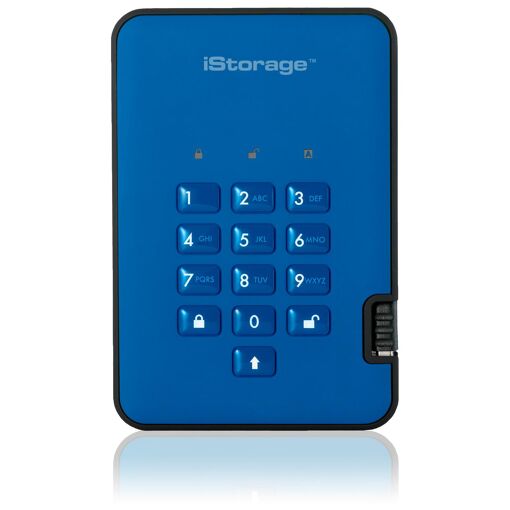 iStorage diskAshur² - 256GB SSD - Encrypted - Blue Ocean - USB 3.1 - TAA Compliant