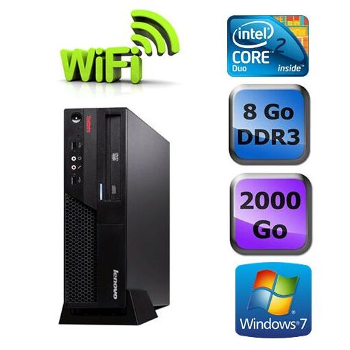 Lenovo ThinkCentre M58P SFF - Intel Core 2 Duo E8400 / 3.0 GHz - 8GB RAM - HDD 2TB - DVDRW - WiFi - Ethernet Gigabit - Windows 7 Profesional