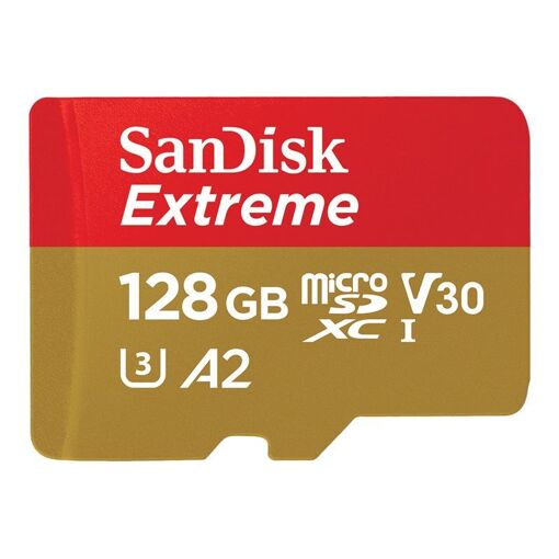 SanDisk Extreme MicroSDXC Card (UHS-I U3 V30) 128GB with Adapter