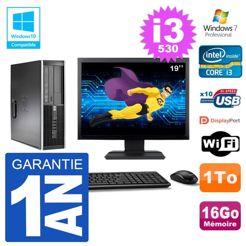 HP Compaq 8100 SFF Desktop PC | Intel Core i3-530 | 16GB RAM | 1TB HDD | 19" Screen