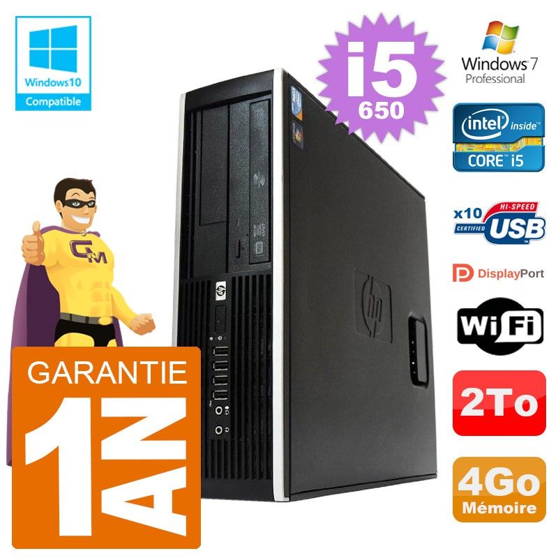 HP Compaq 8100 SFF PC - i5-650, 4GB RAM, 2TB Hard Drive, DVD Burner, WiFi, Windows 7 Pro
