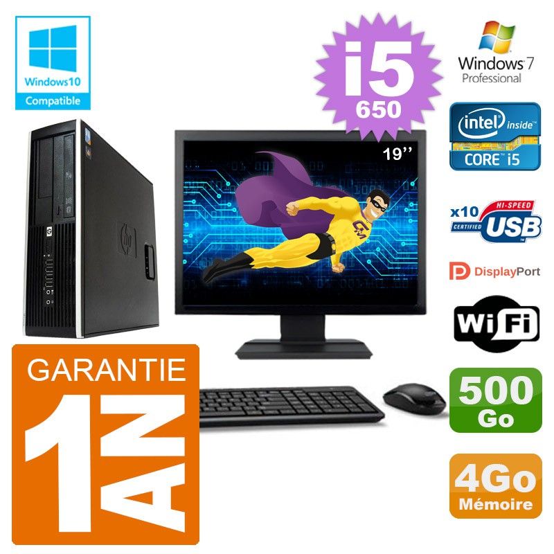 HP Compaq 8100 SFF Desktop PC - 19" Screen, i5-650, 4GB RAM, 500GB Hard Drive, DVD Burner, WiFi