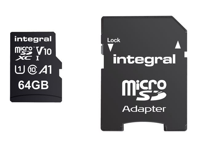 Integral Memory 64GB MicroSDXC UHS-I Card (with SD Adapter)