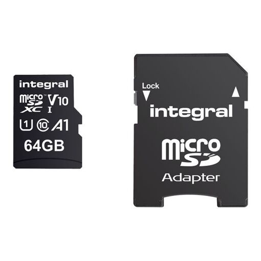 Integral Memory 64GB MicroSDXC UHS-I Card (with SD Adapter)