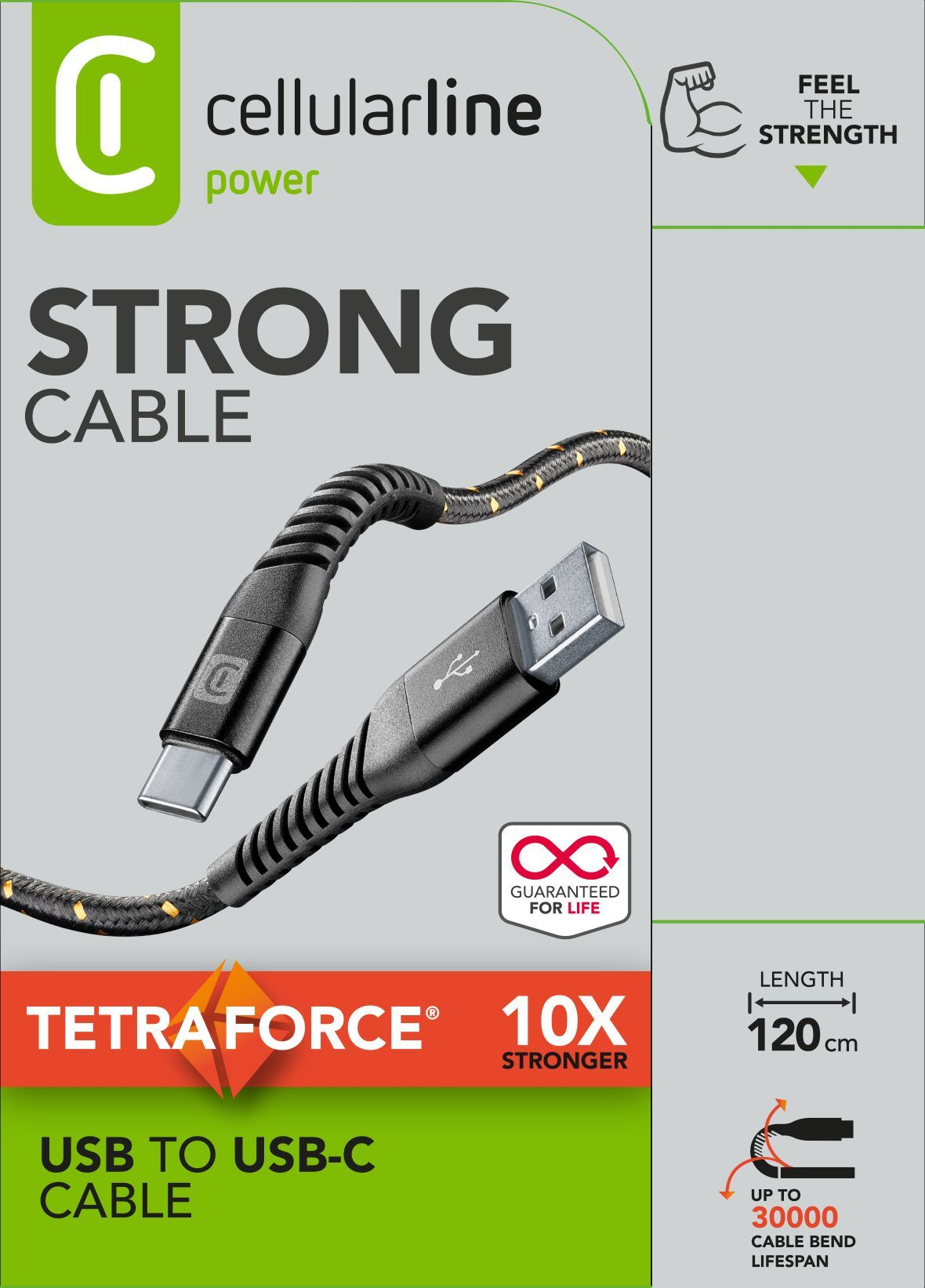 Câble USB-C Cellularline Tetra Force 120 cm - Câble ultra-résistant