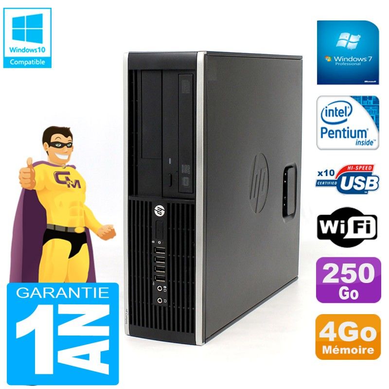 HP Compaq Pro 6200 SFF Desktop PC - Intel Pentium G840, 4GB RAM, 250GB HDD, DVD Burner, WiFi, Windows 7 Pro