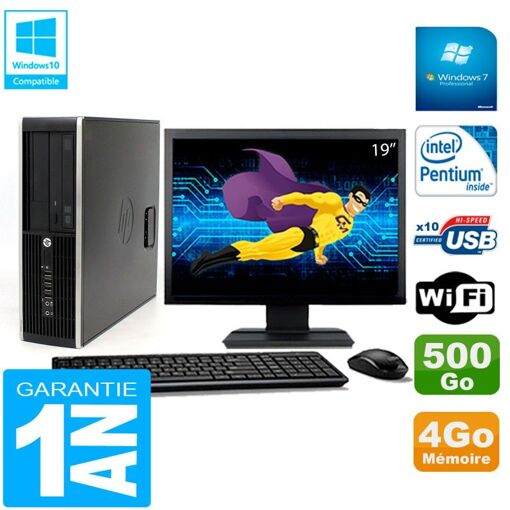 PC de sobremesa HP Compaq Pro 6200 SFF - Pantalla de 19'', Procesador Intel Pentium G840, 4GB de RAM, 500GB HDD, Grabadora de DVD, WiFi, Windows 7 Profesional