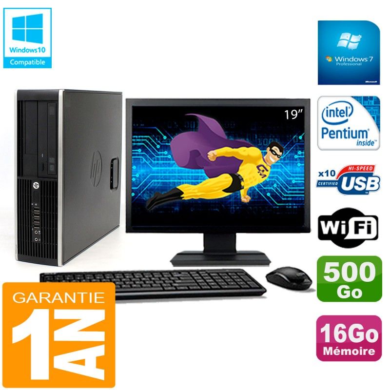 PC de escritorio HP Compaq Pro 6200 SFF - Pantalla de 19'', Intel G840 2.8 GHz, 16 GB de RAM, 500 GB HDD, Grabadora de DVD, WiFi, Windows 7 Profesional