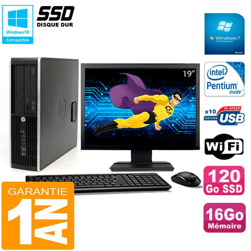 Computadora de escritorio HP Compaq Pro 6200 SFF - Pantalla de 19'', Procesador Intel Pentium G840, 16GB de RAM, 120GB SSD, Unidad de DVD, WiFi