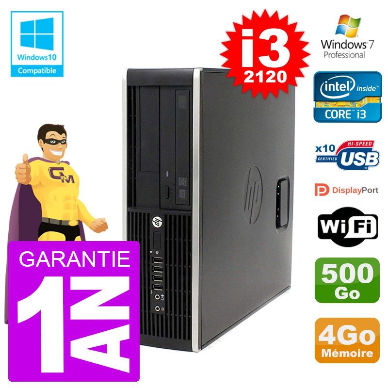 HP Elite 6200 SFF PC - Intel i3-2120, 4GB RAM, 500GB HDD, DVD Drive, Wifi, Windows 7 Pro