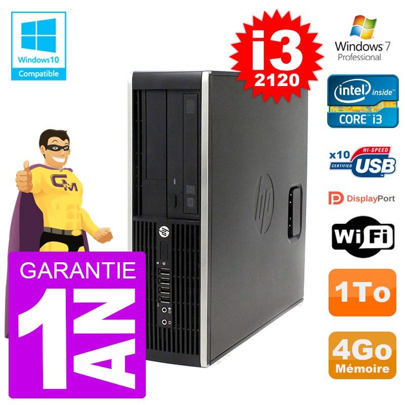HP Elite 6200 SFF PC - Intel i3-2120, 4GB RAM, 1TB HDD, DVD Drive, WiFi, Windows 7 Pro