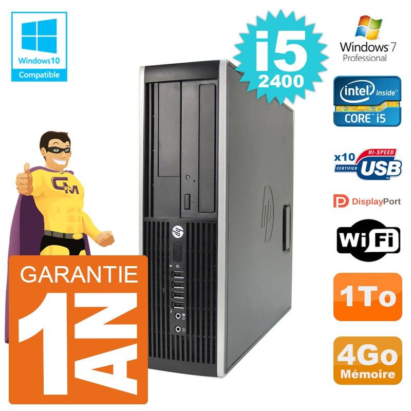 Ordinateur de bureau HP Elite 6200 SFF - Intel Core i5-2400, 4 Go de RAM, 1 To HDD, Lecteur DVD, WiFi, Windows 7 Professionnel