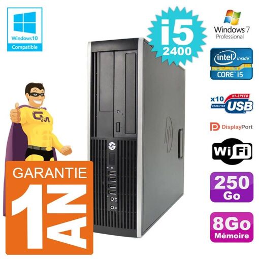 PC de escritorio HP Elite 6200 SFF - Procesador Intel Core i5-2400, 8GB de RAM, disco duro de 250GB, unidad de DVD, WiFi, Windows 7 Pro