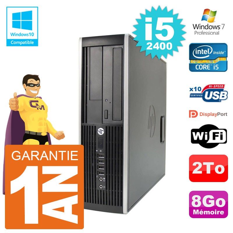 PC HP Elite 6200 SFF - Intel i5-2400, 8GB RAM, Disco Duro 2TB, Unidad DVD, WiFi, Windows 7 Pro