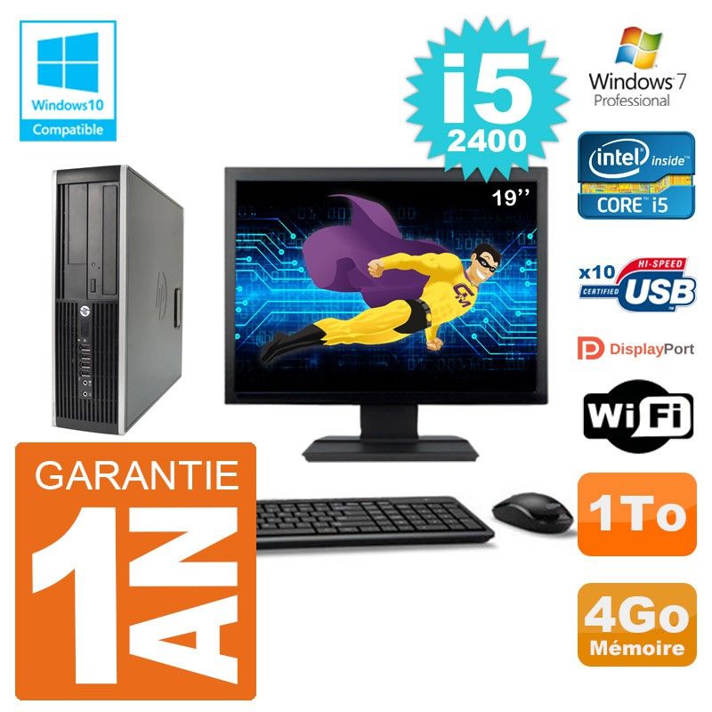 Ordinateur de bureau HP Elite 6200 SFF - Écran 19'', Intel Core i5-2400, 4 Go de RAM, 1 To HDD, Lecteur DVD, Wi-Fi